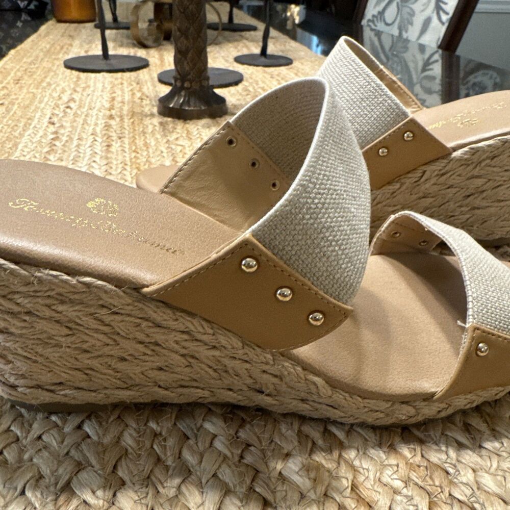 Tommy Bahama Sandals Womens Size 7.5 Super Espadrille Wedge Slip Ons Cream - Picture 7 of 8